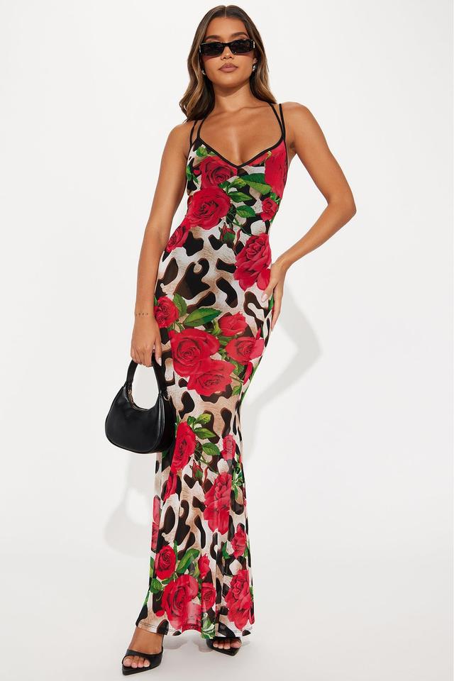 Roses Are Red Mesh Maxi Dress - Brown/combo Product Image