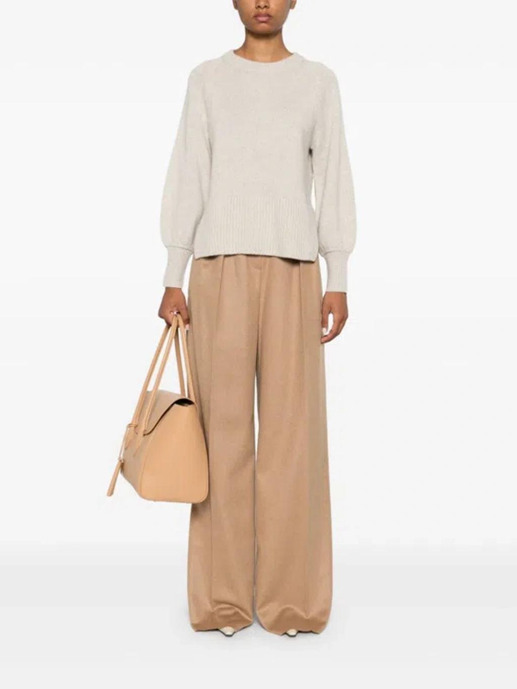 MAX MARA Camel Hair Wide-leg Trousers In Beige Product Image