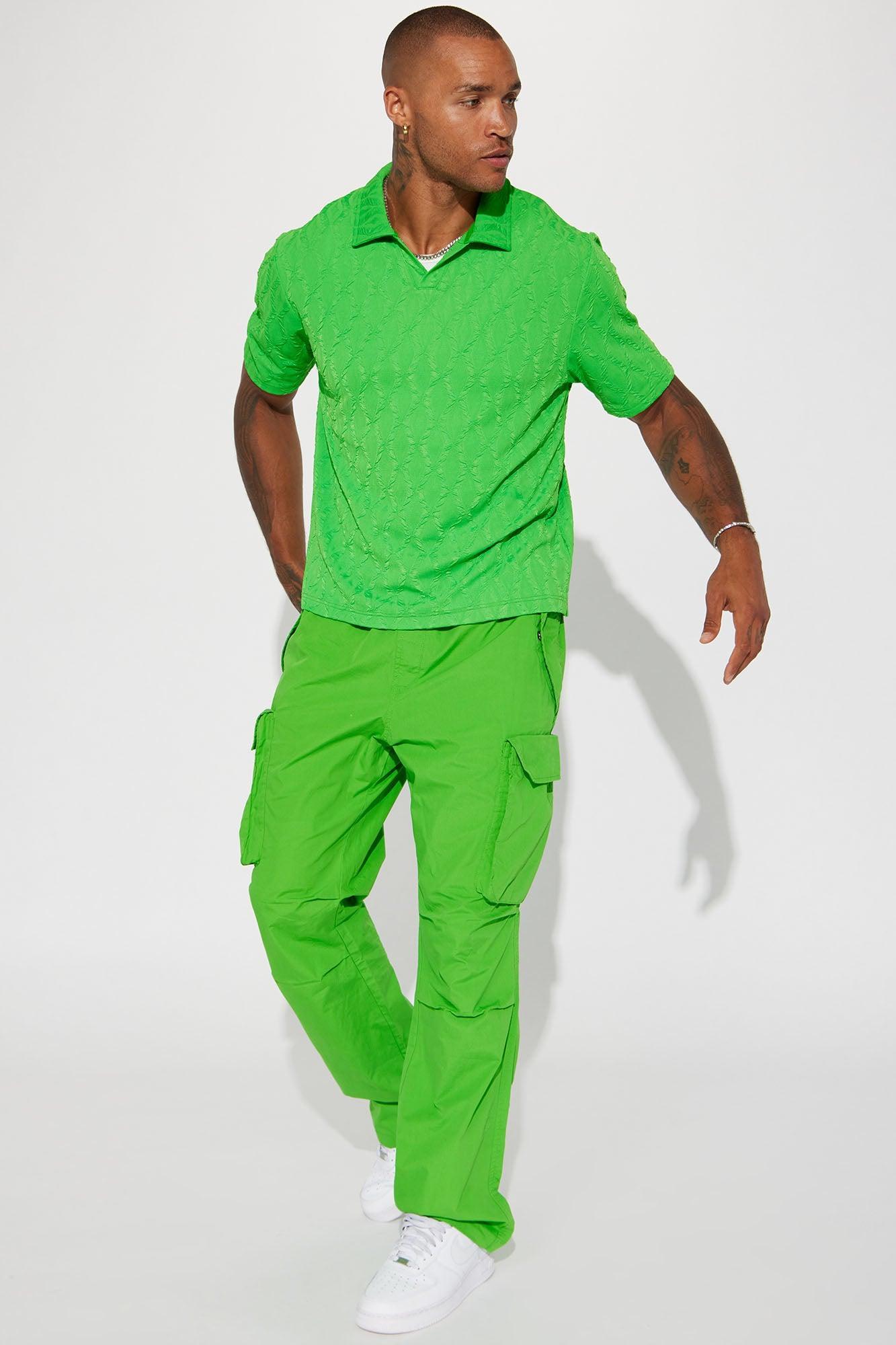 Ruched Helix Short Sleeve Polo - Green Product Image