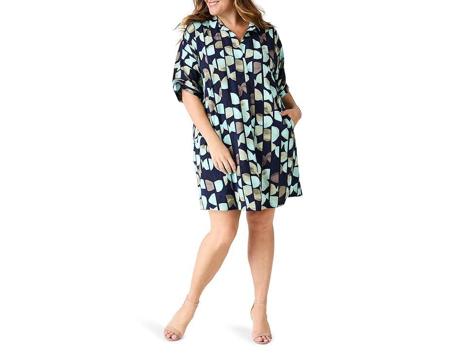 NIC+ZOE Plus Size Circle Sequence Devon Dress (Aqua Multi) Women's Dress Product Image