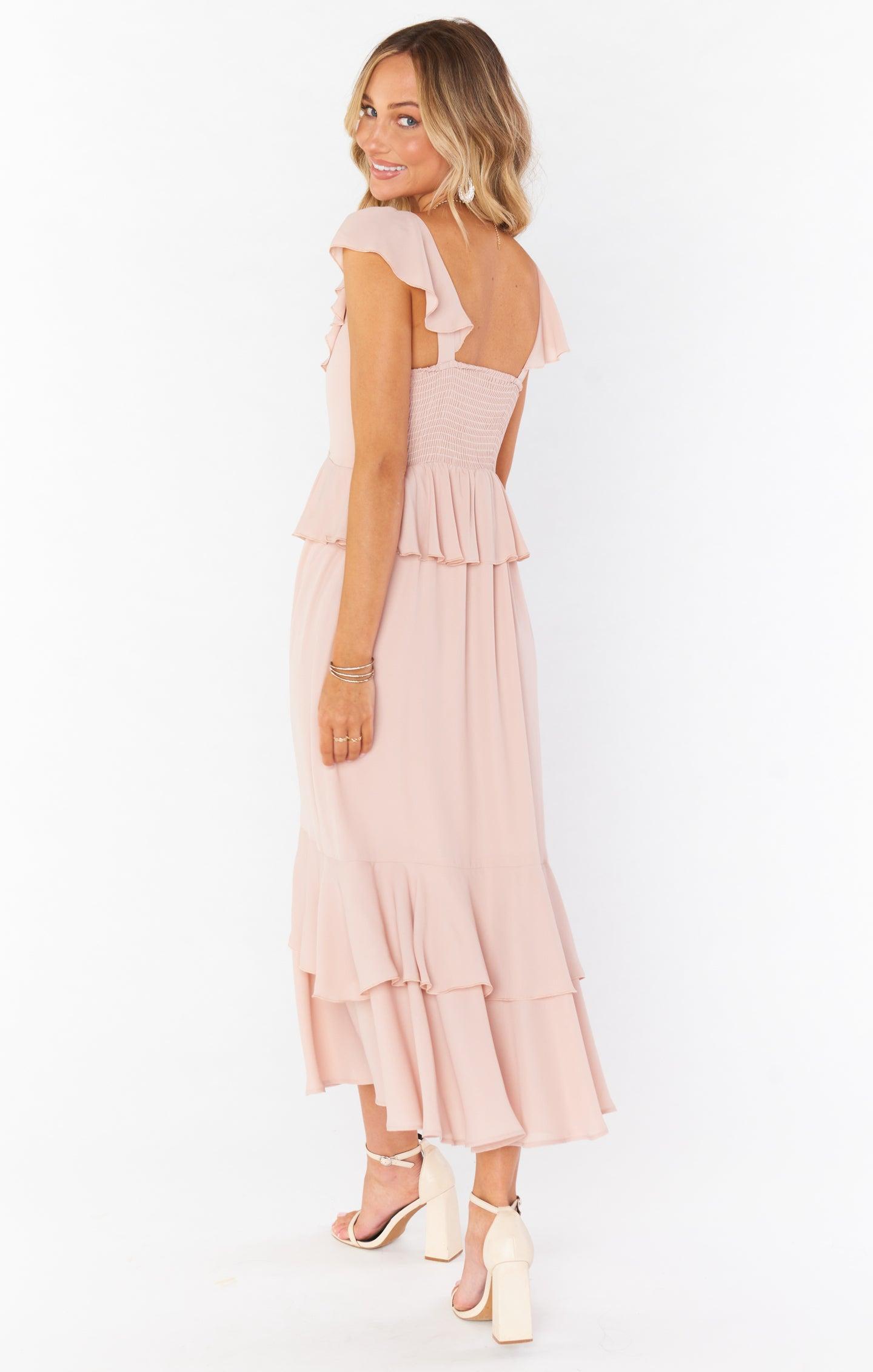 Reese Ruffle Dress ~ Dusty Blush Crisp Product Image