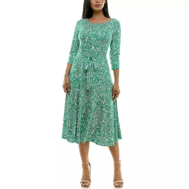 Womens Nina Leonard Sylvia Midi Dress With Belt Product Image