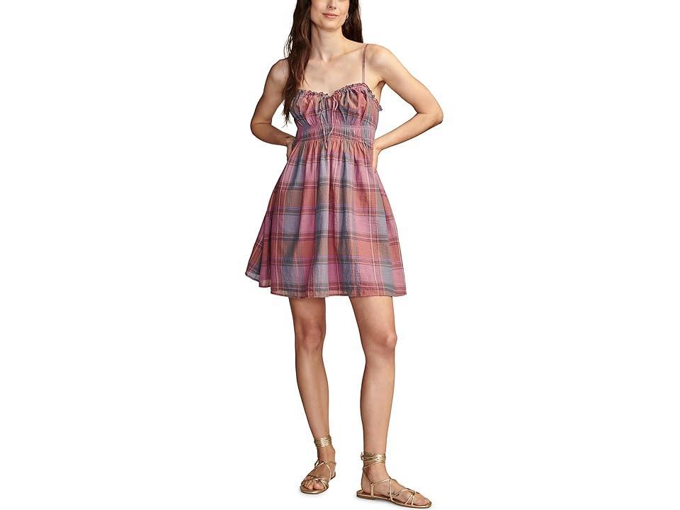 Lucky Brand Plaid Smocked Sweetheart Mini (Mellow Mauve Plaid) Women's Dress Product Image