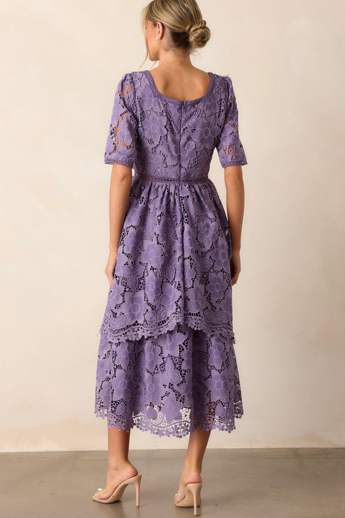 Eternal Romance Lilac Floral Embroidered Midi Dress Product Image