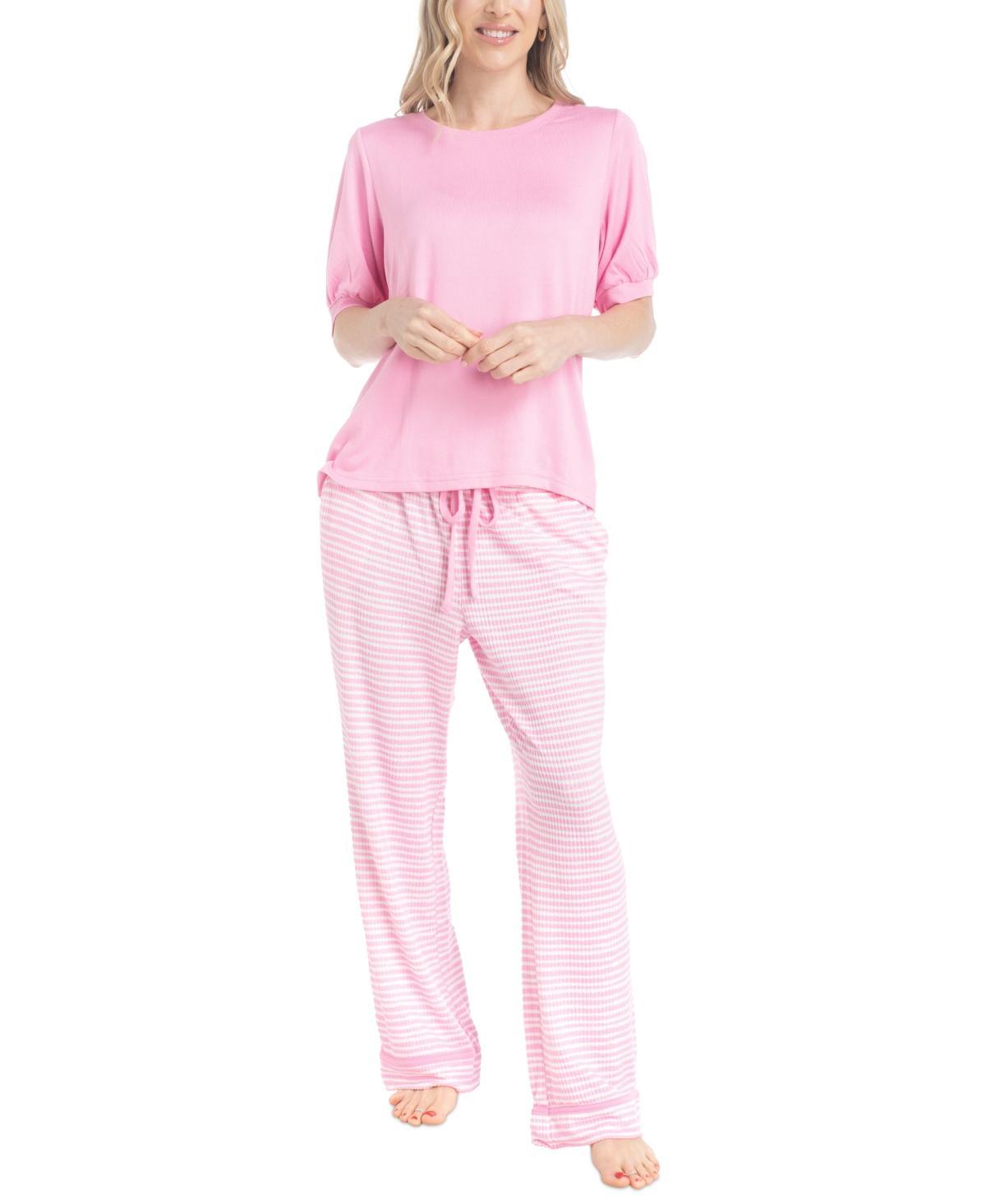 Muk Luks Womens 2-Pc. I Heart Lounge Printed Pajamas Set Product Image