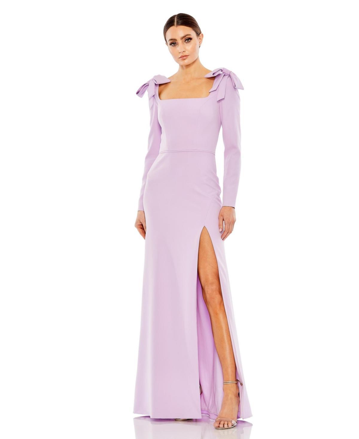 Ieena for Mac Duggal Bow Detail Long Sleeve Body-Con Gown Product Image