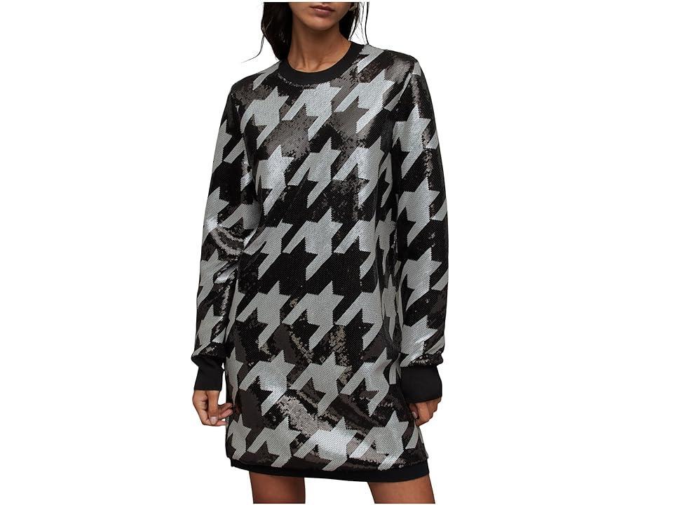 AllSaints Juela Toni Long Sleeve Houndstooth Sequin Sweater Dress Product Image