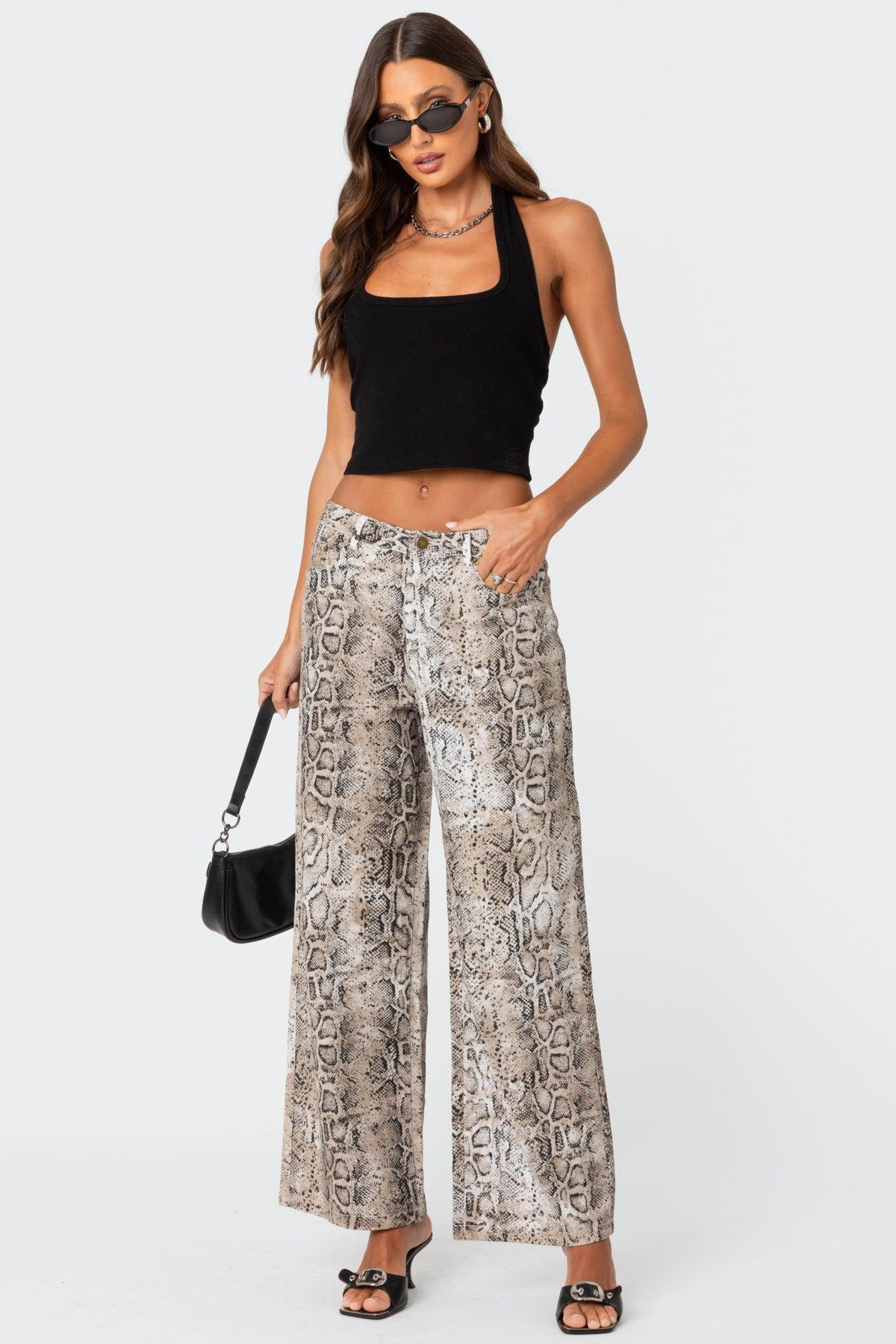 Snakeskin Printed Low Rise Jeans Product Image