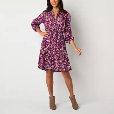 Frye and Co. Womens 3/4 Sleeve Floral Empire Waist Dress Product Image