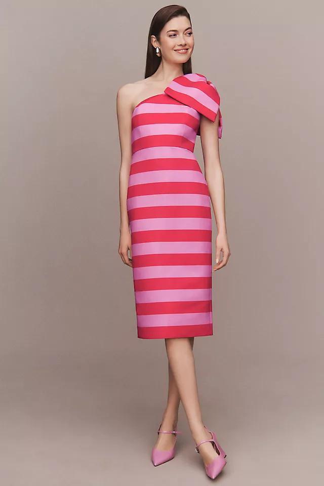 Sachin & Babi Fiona One-Shoulder Striped Taffeta Midi Dress Product Image