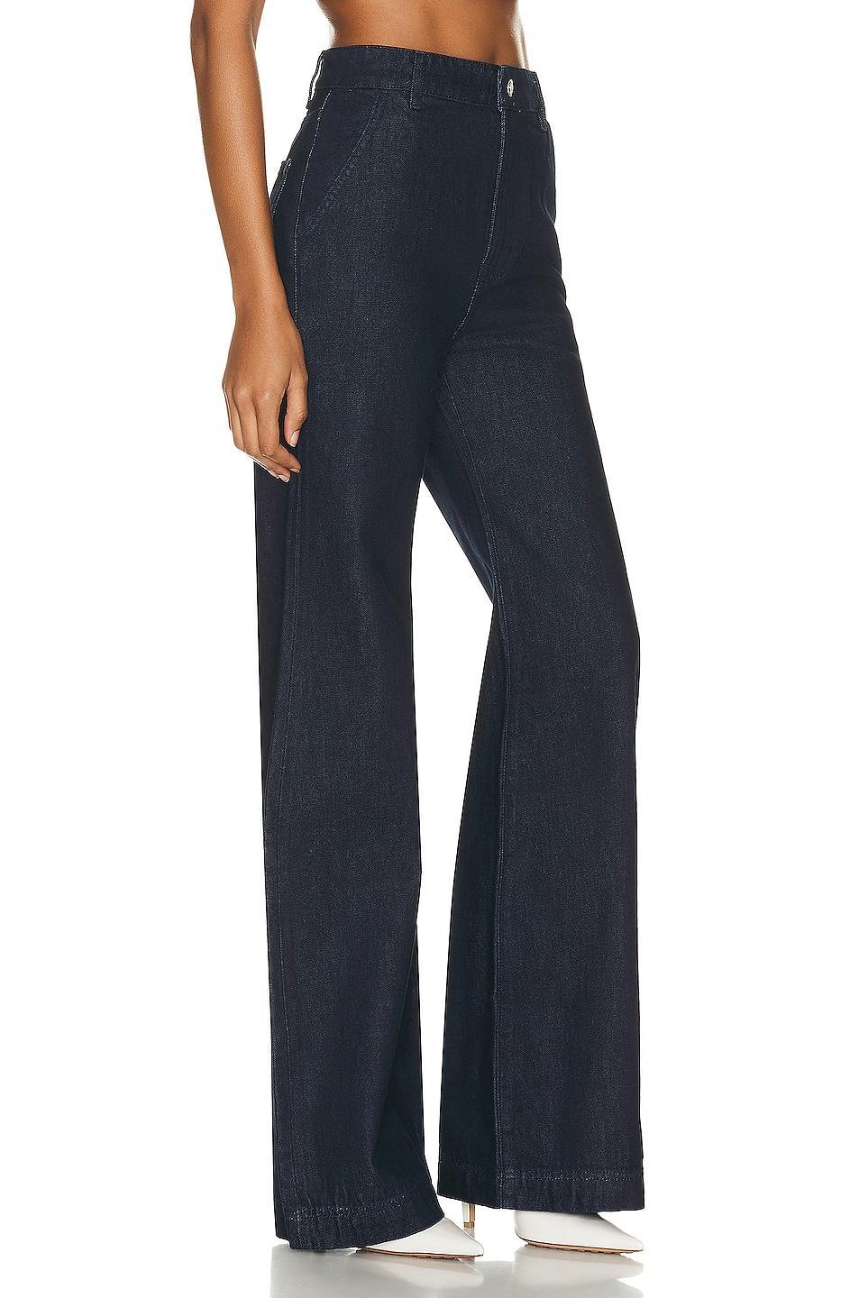 GRLFRND Camille High Rise Flared Trouser in Blue. - size 32 (also in 23, 24, 25, 26, 27, 28, 29, 30, 31) Product Image