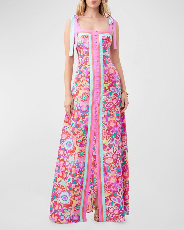 Cami Floral-Print Button-Front Maxi Dress Product Image