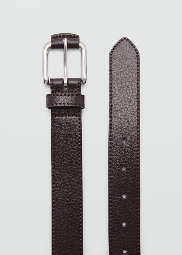 MANGO MAN - 100% tumbled leather belt chocolateMen Product Image