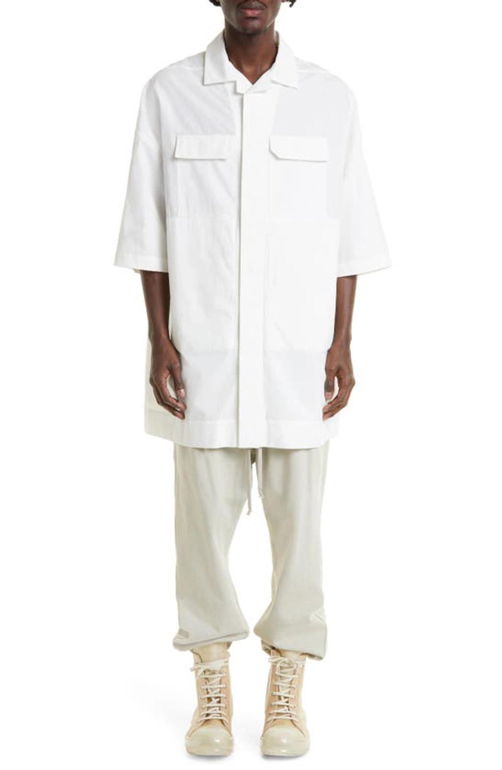 RICK OWENS Magnum Tommy Oversize Cotton Shirt In White Product Image