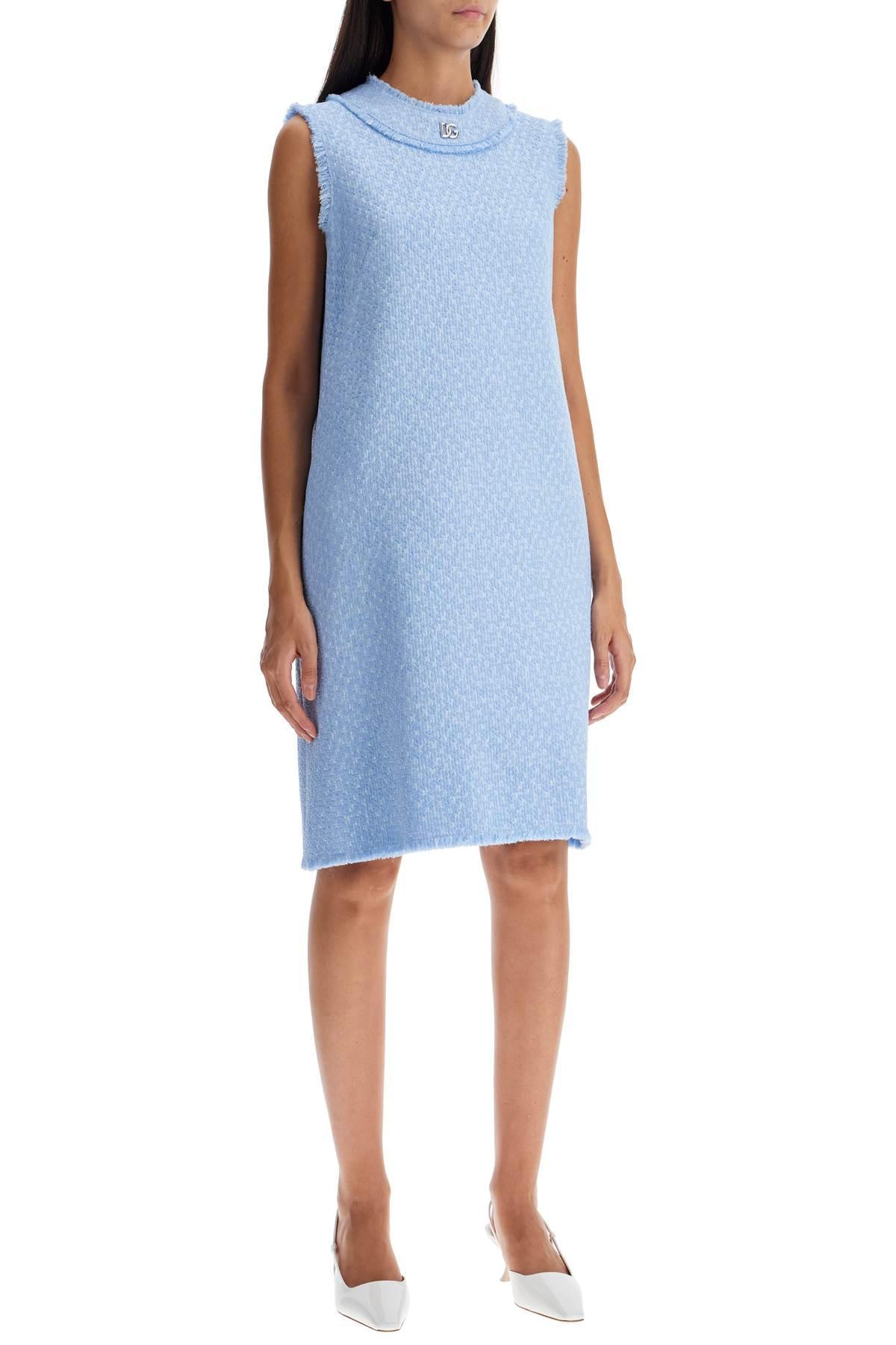 DOLCE & GABBANA Tweed Sleeveless Dress In Blue Product Image