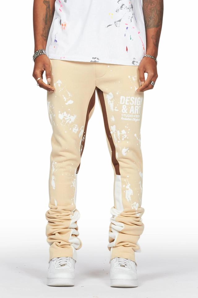 Damone Beige Super Stacked Flare Track Pant Male Product Image