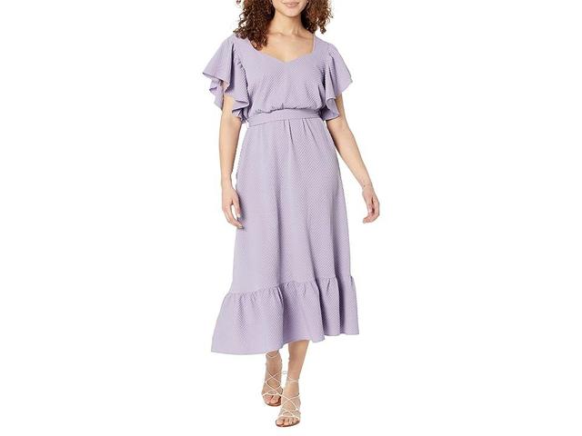 LITTLE MISTRESS Iris Texture Frill Midi Dress (Iris) Women's Dress Product Image