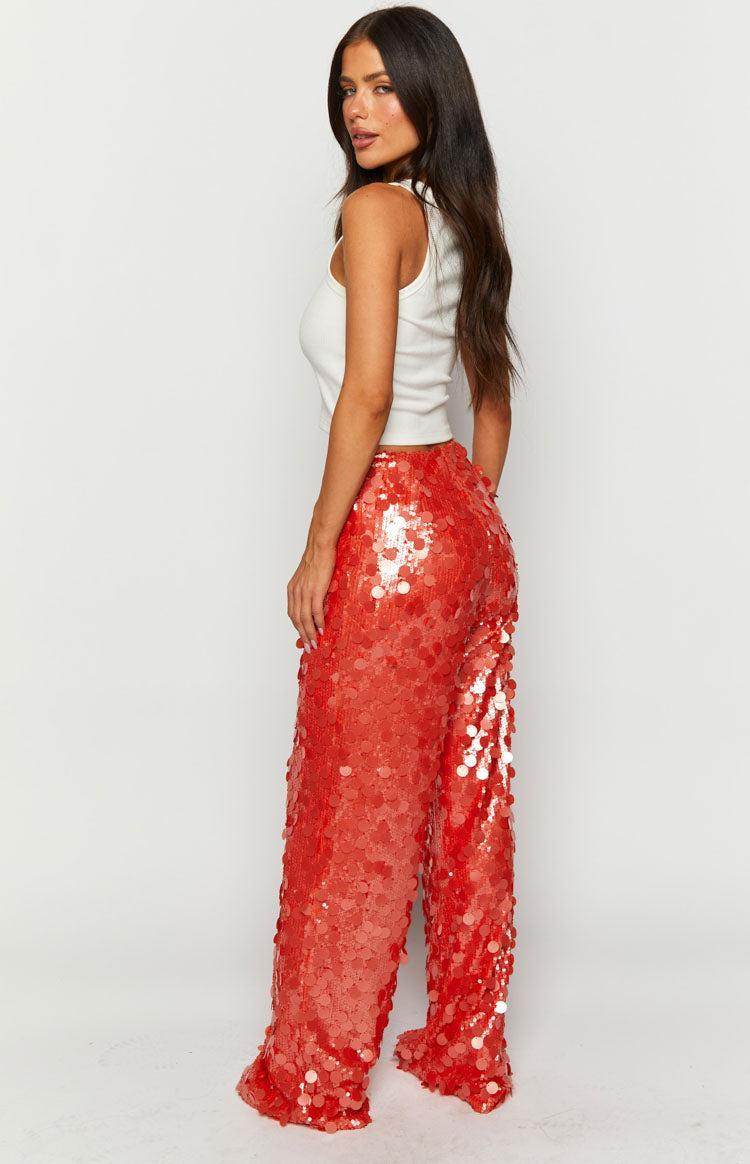 Saria Orange Sequin Pants Product Image