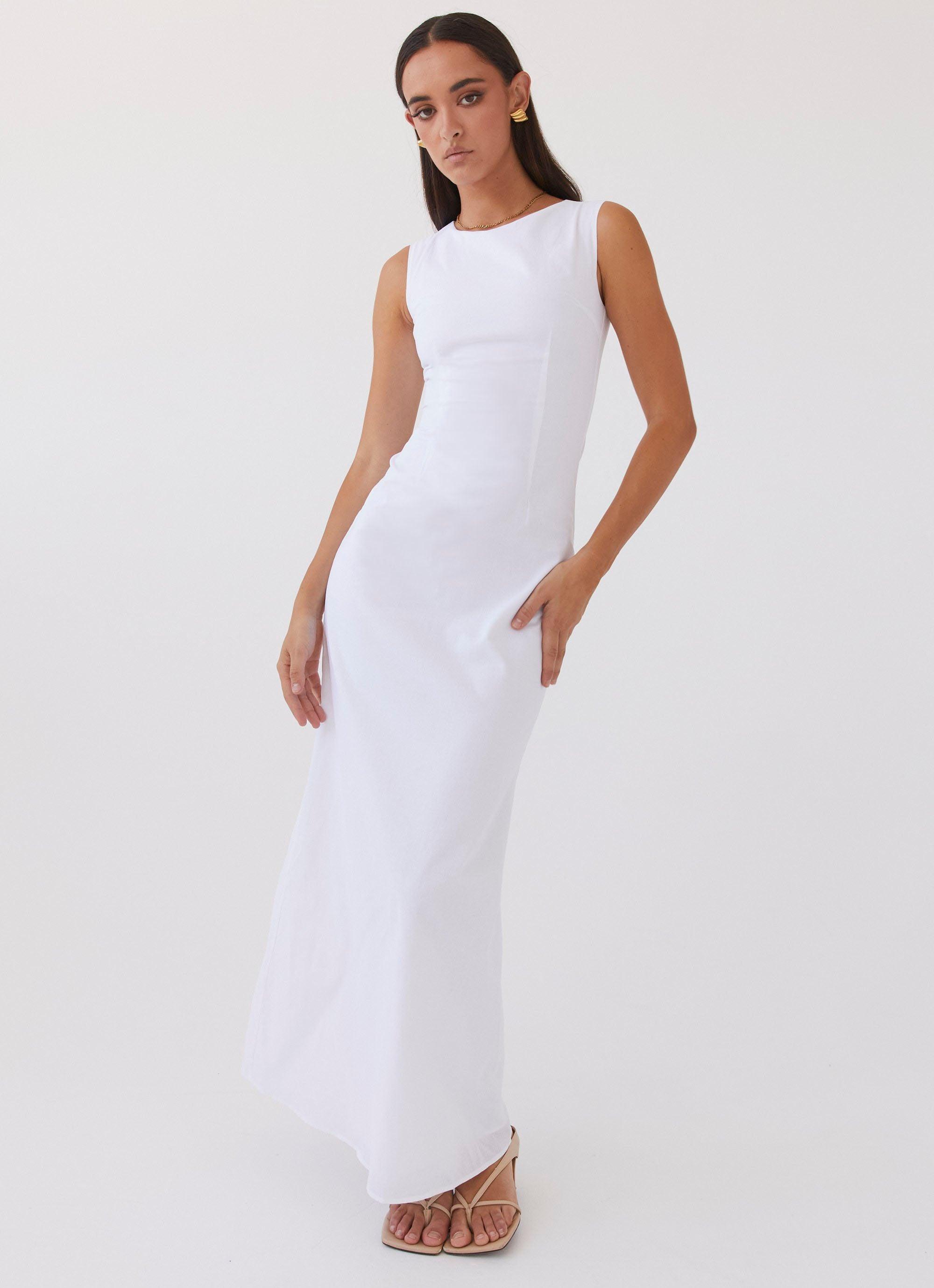 Eloise High Neck Maxi Dress - White Product Image