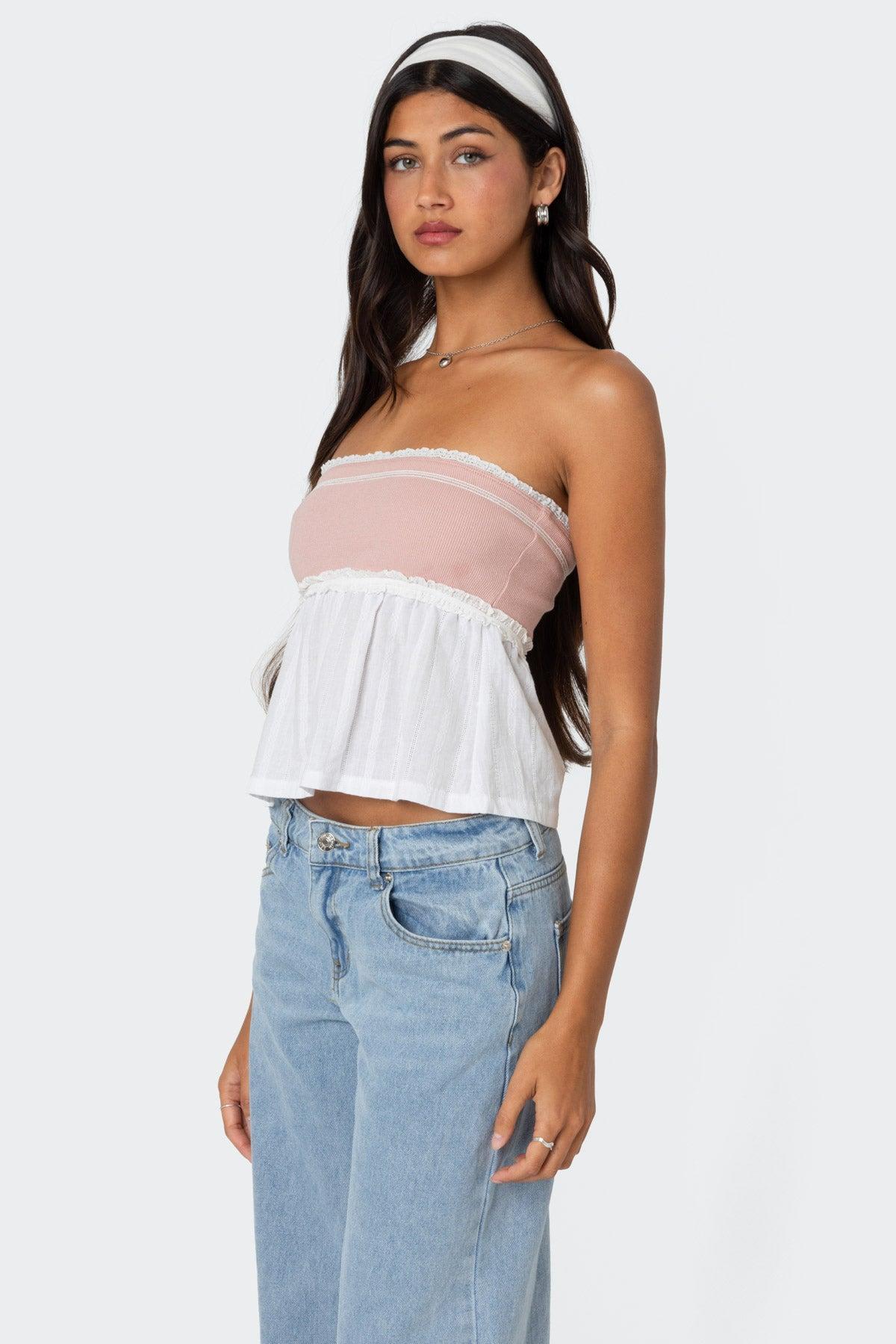 Rena Ribbed Peplum Tube Top Product Image