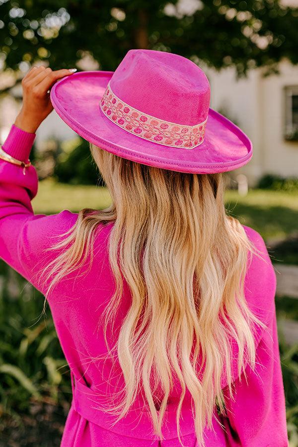 Posh Moment Faux Suede Fedora in Pink Product Image