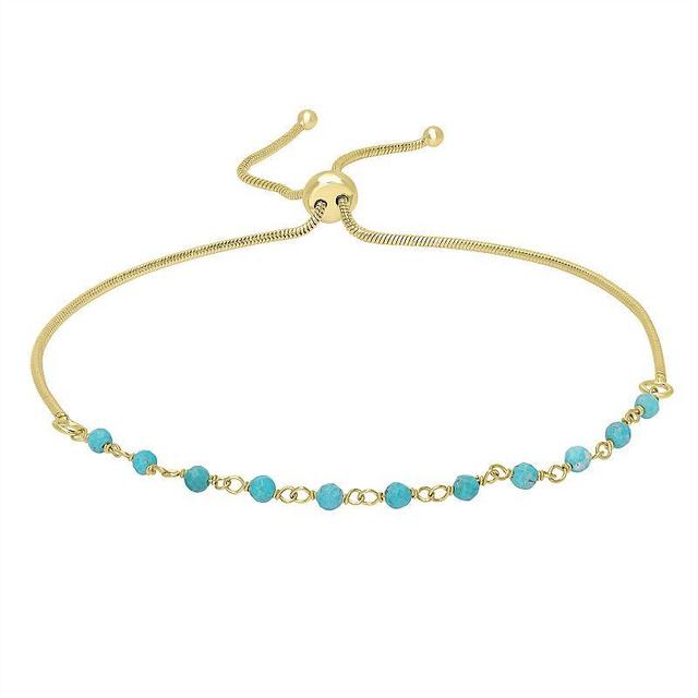 Gemistry 14k Gold over Sterling Silver Gemstone Beaded Adjustable Bracelet, Womens Labradorite Product Image