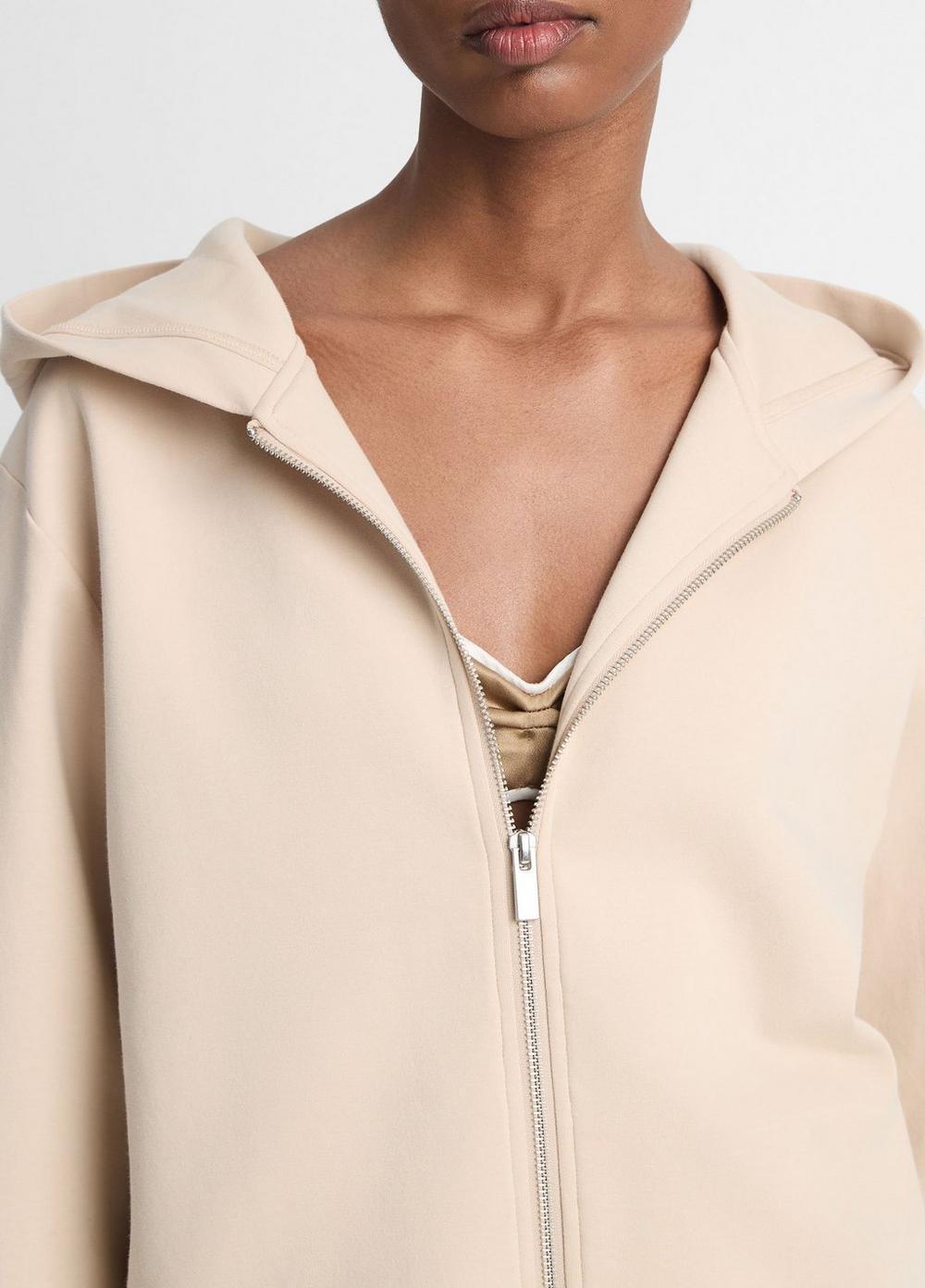 Cotton-Blend Cropped Zip-Up Hoodie Product Image