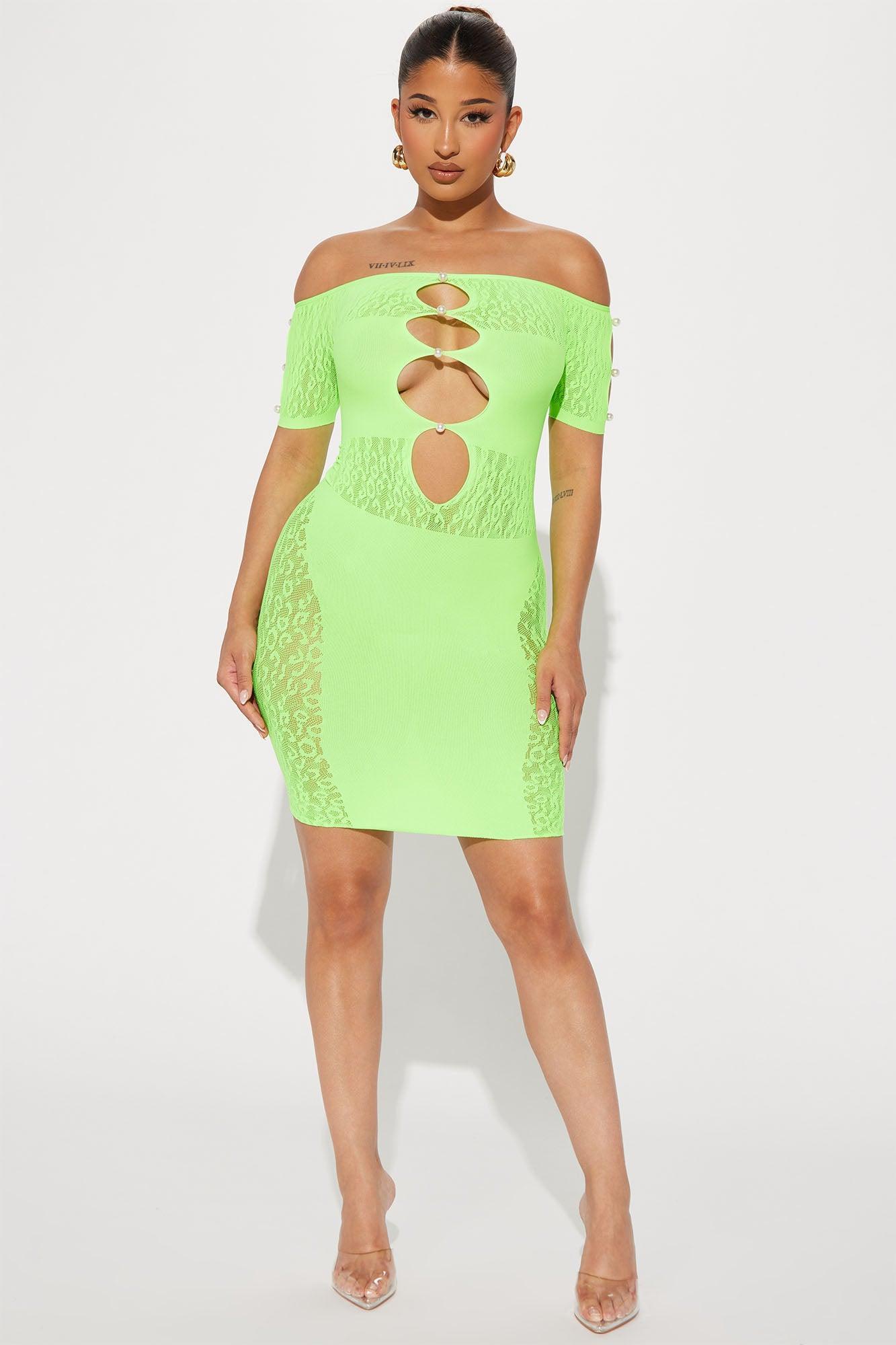 Sexy Seamless Mini Dress - Lime Product Image