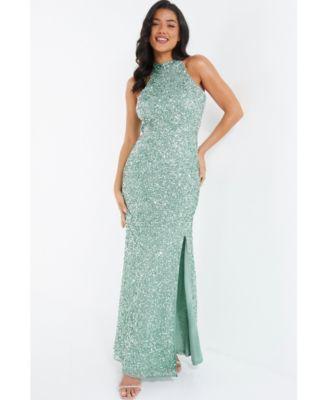 Womens Sequin High Neck Evening Dress Product Image