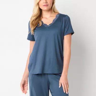 Ambrielle Womens Short Sleeve V Neck Pajama Top Product Image