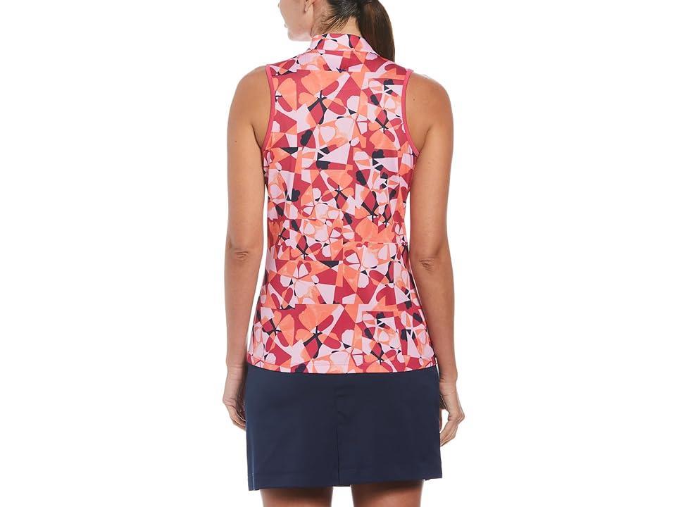 Callaway Geometric Floral Sleeveless Top (Pink Peacock) Women's Clothing Product Image