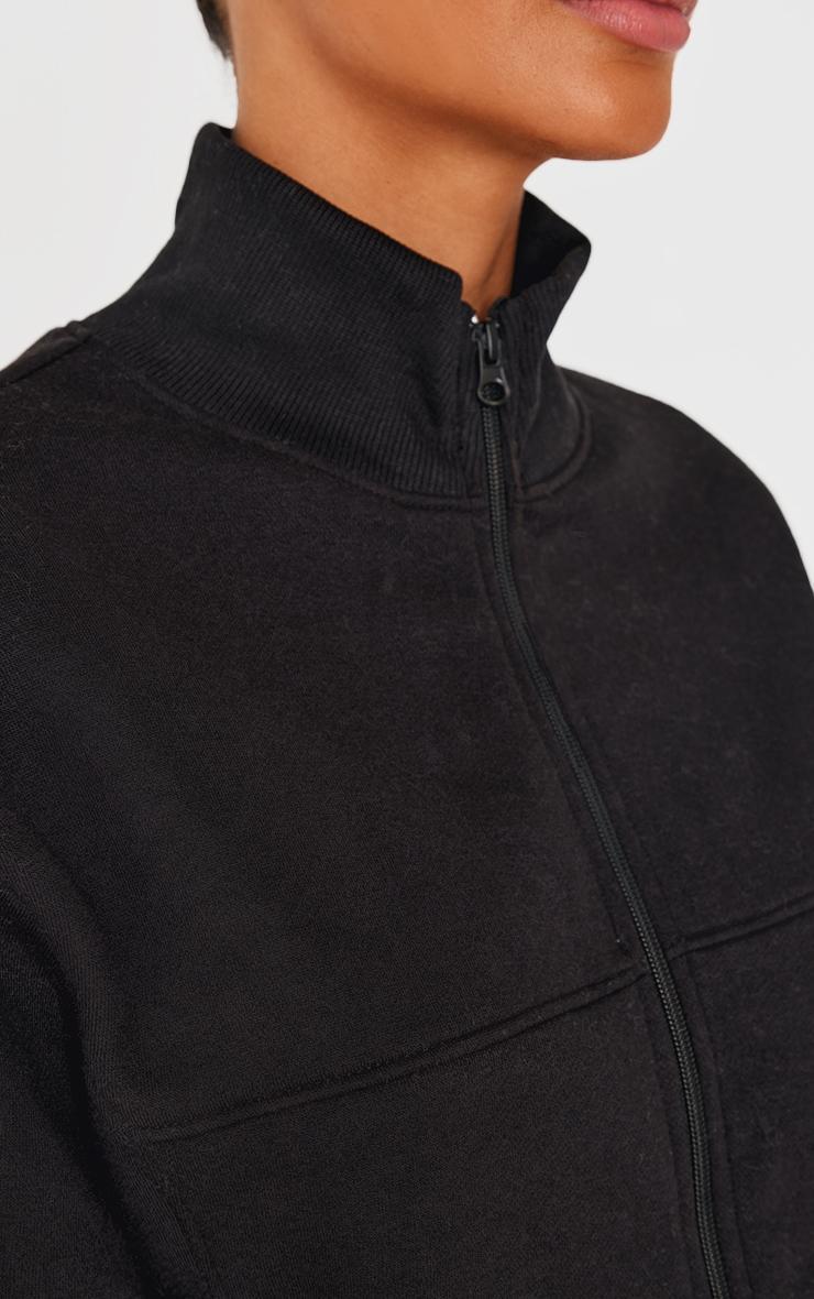 Black Seamed Detail Zip Through Track Top Product Image