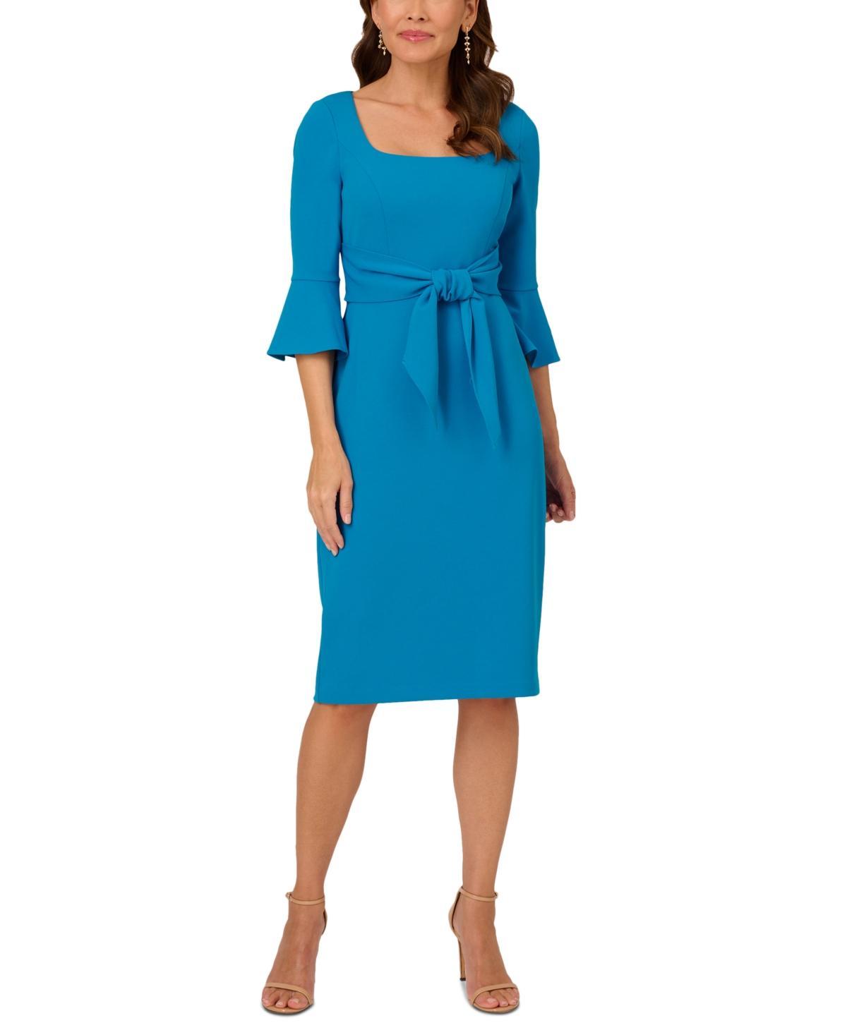 Adrianna Papell Womens Tie-Front Bell-Sleeve Midi Dress Product Image