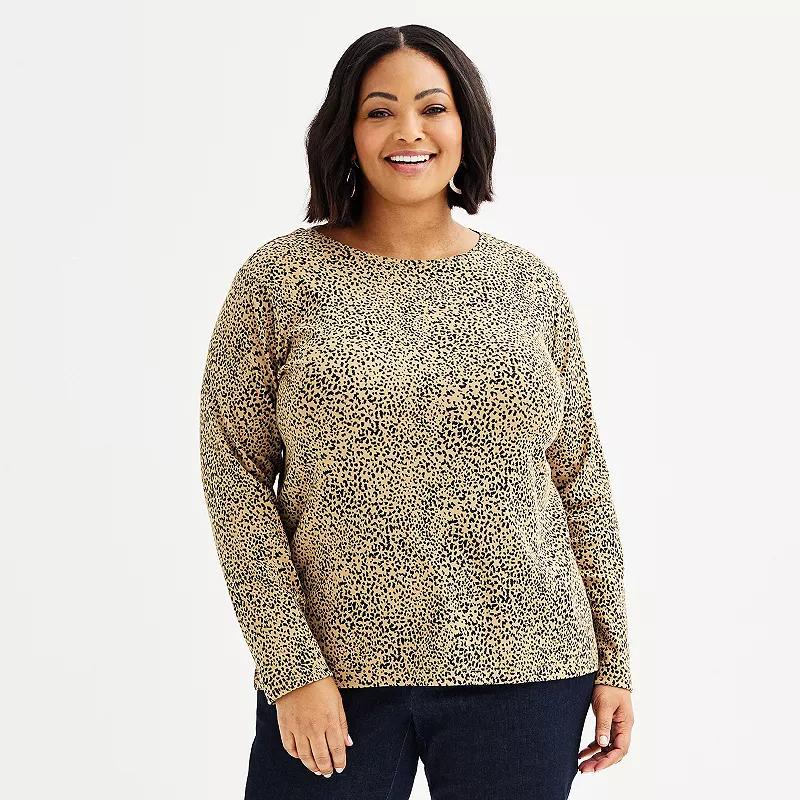 Plus Size Croft & Barrow Essential Crewneck Long Sleeve Tee, Womens Product Image