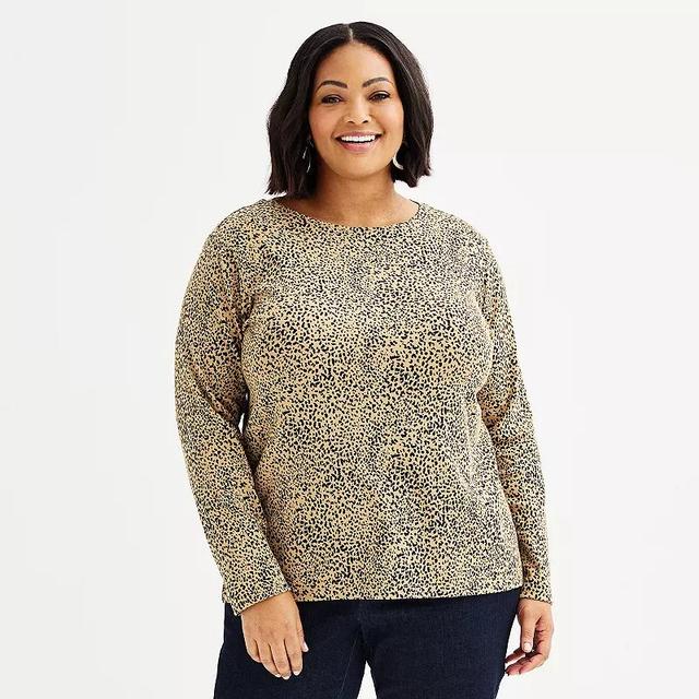 Plus Size Croft & Barrow Essential Crewneck Long Sleeve Tee, Womens Product Image