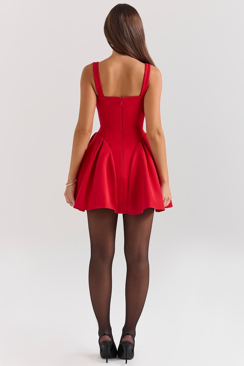 Bunny Holly Red Crepe Mini Dress Product Image