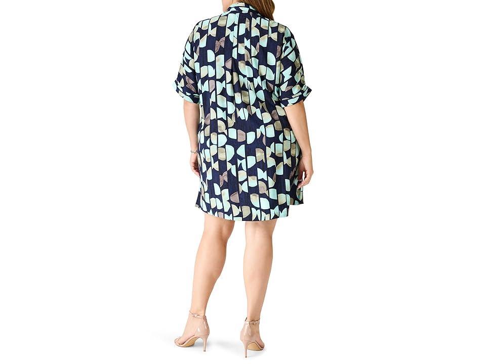 NIC+ZOE Plus Size Circle Sequence Devon Dress (Aqua Multi) Women's Dress Product Image