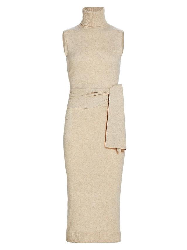 Womens Wool-Blend Tie-Waist Turtleneck Midi-Dress Product Image