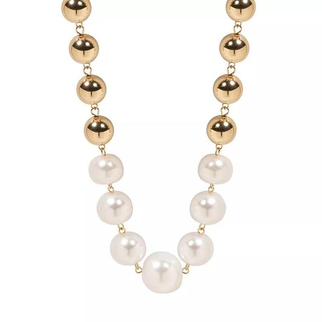 Emberly Gold Tone Beaded & Simulated Pearl Necklace, Womens, White Product Image