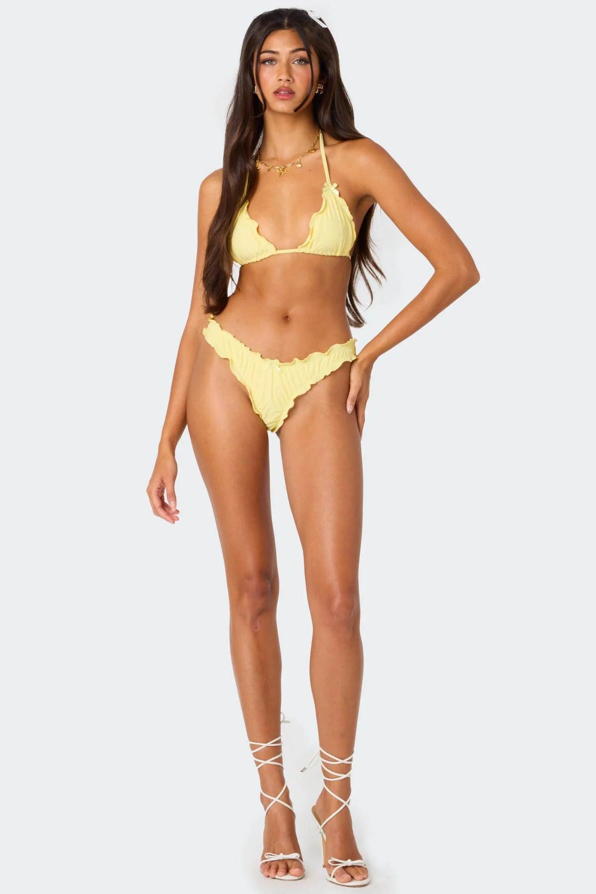 Golden Ruffle Edge Bikini Bottom Product Image