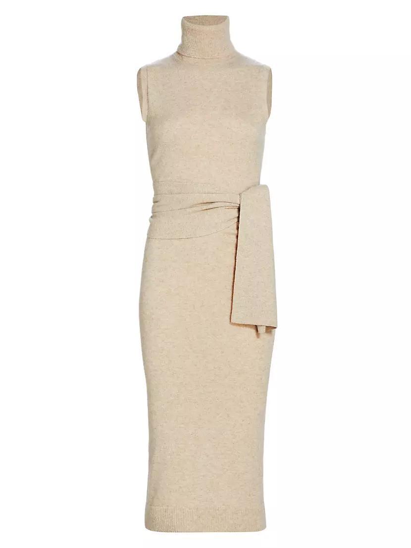 Wool-Blend Tie-Waist Turtleneck Midi-Dress Product Image