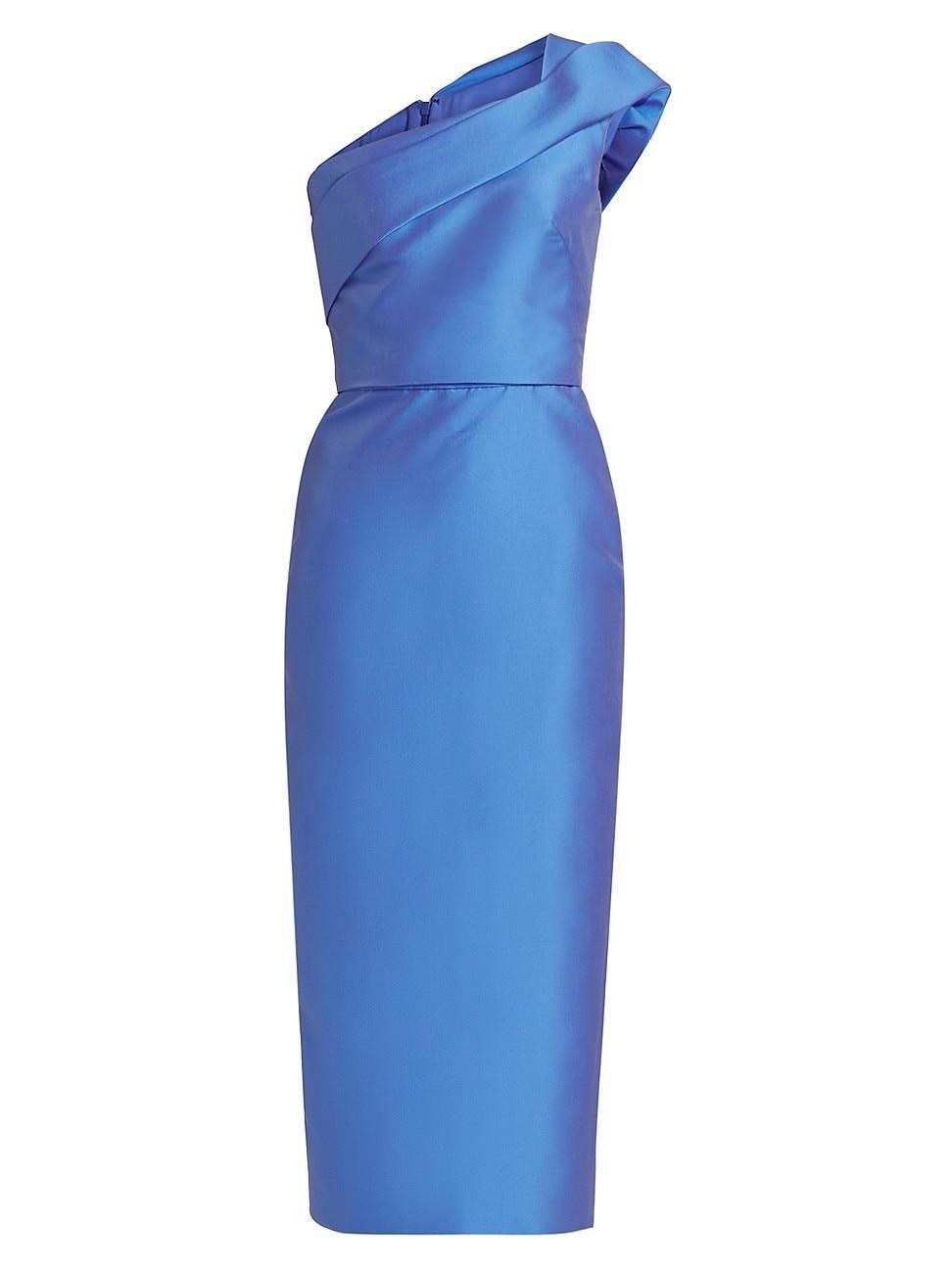 Womens One-Shoulder Draped Column Dress Product Image