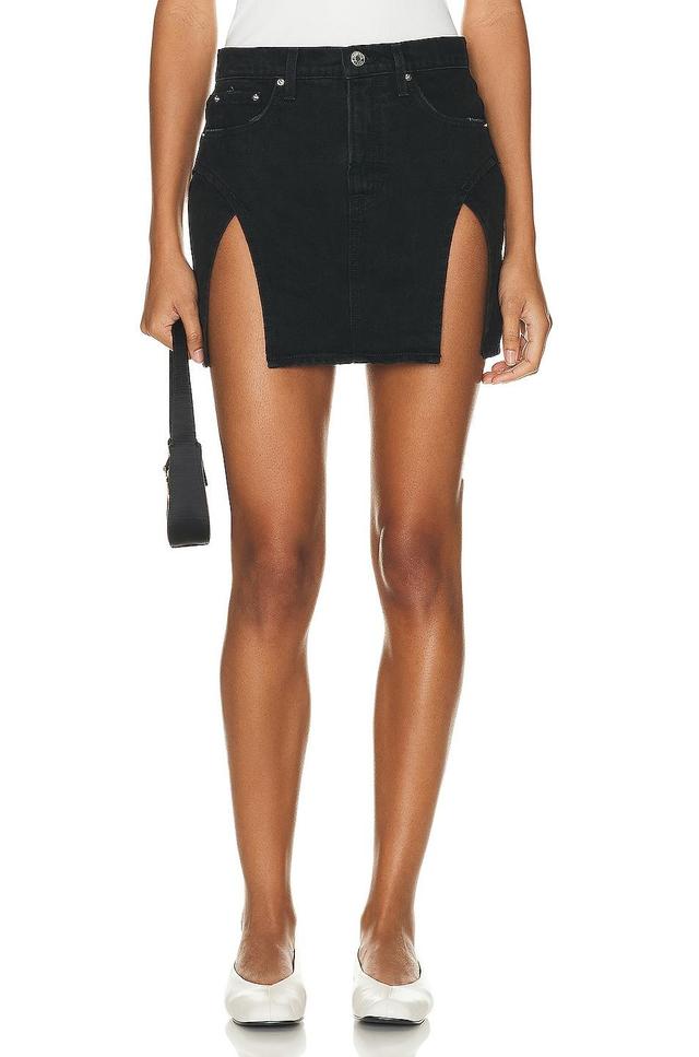 GRLFRND Jasmine Mini Skirt With Double Slit in Black Product Image