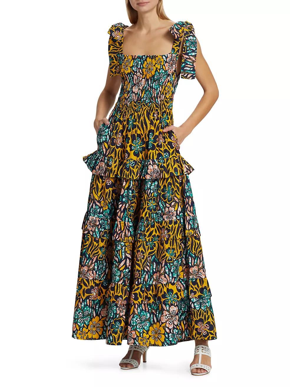 Idera Cotton Floral Ruffled Maxi Dress Product Image