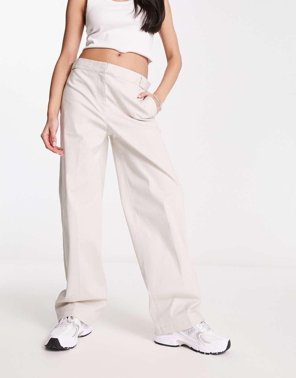 ASOS DESIGN relaxed boyfriend pants in stone Product Image