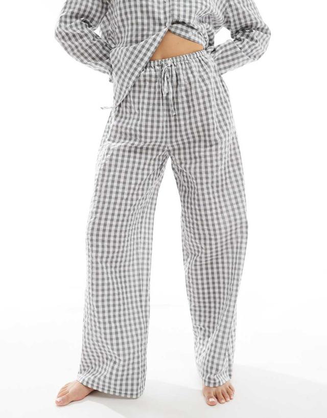 Luna Mix&Match oversized pajama bottoms in gray gingham  Product Image