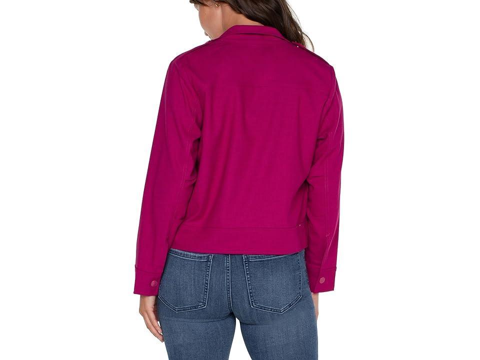 Liverpool Los Angeles Utility Crop Textured Stretch Woven Zip Up Jacket (Fuchsia Kiss) Women's Vest Product Image