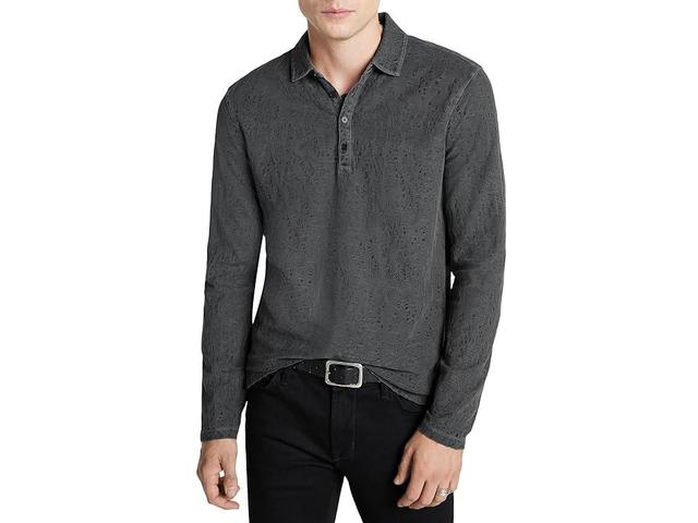 John Varvatos Adam Long Sleeve Polo in Freeform Jacquard K6405Z4 (Iron Grey) Men's Clothing Product Image