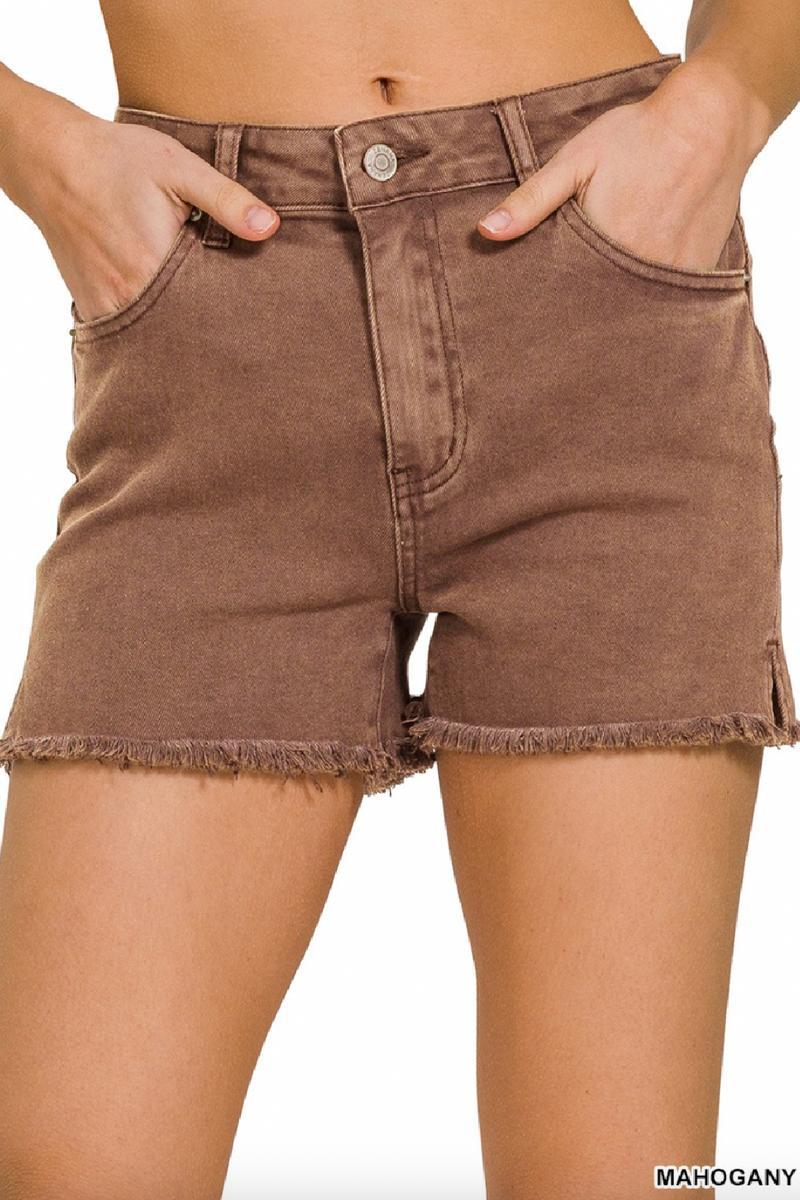 Acid Washed Frayed Cutoff Hem Shorts product image