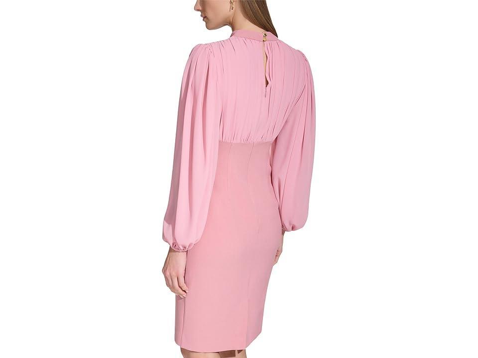 Vince Camuto Stretch Crepe Bodycon Dress With Chiffon Balloon Sleeves (Mauve) Women's Dress Product Image